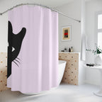 Peekaboo Black Cat Lavender Shower Curtain Gift: Playful Intrigue for Minimalist Homes