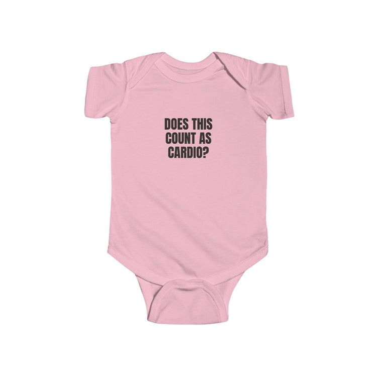 Does This Count as Cardio Printed for Tiny Giggles baby bodysuit in pink – original NewGiftDay design