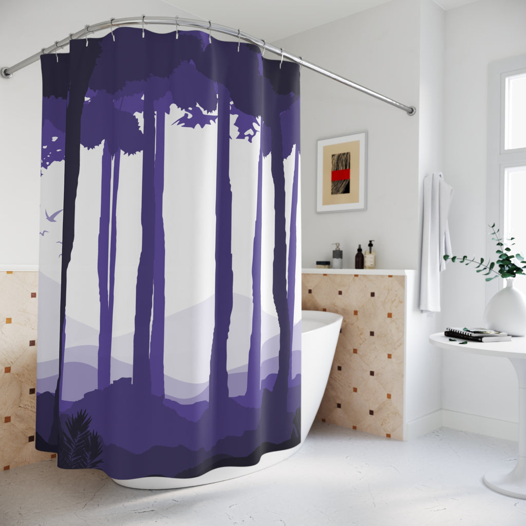 Hand-Drawn Purple Zen Shower Curtain Gift: Organic Minimalist for Mindful Homes