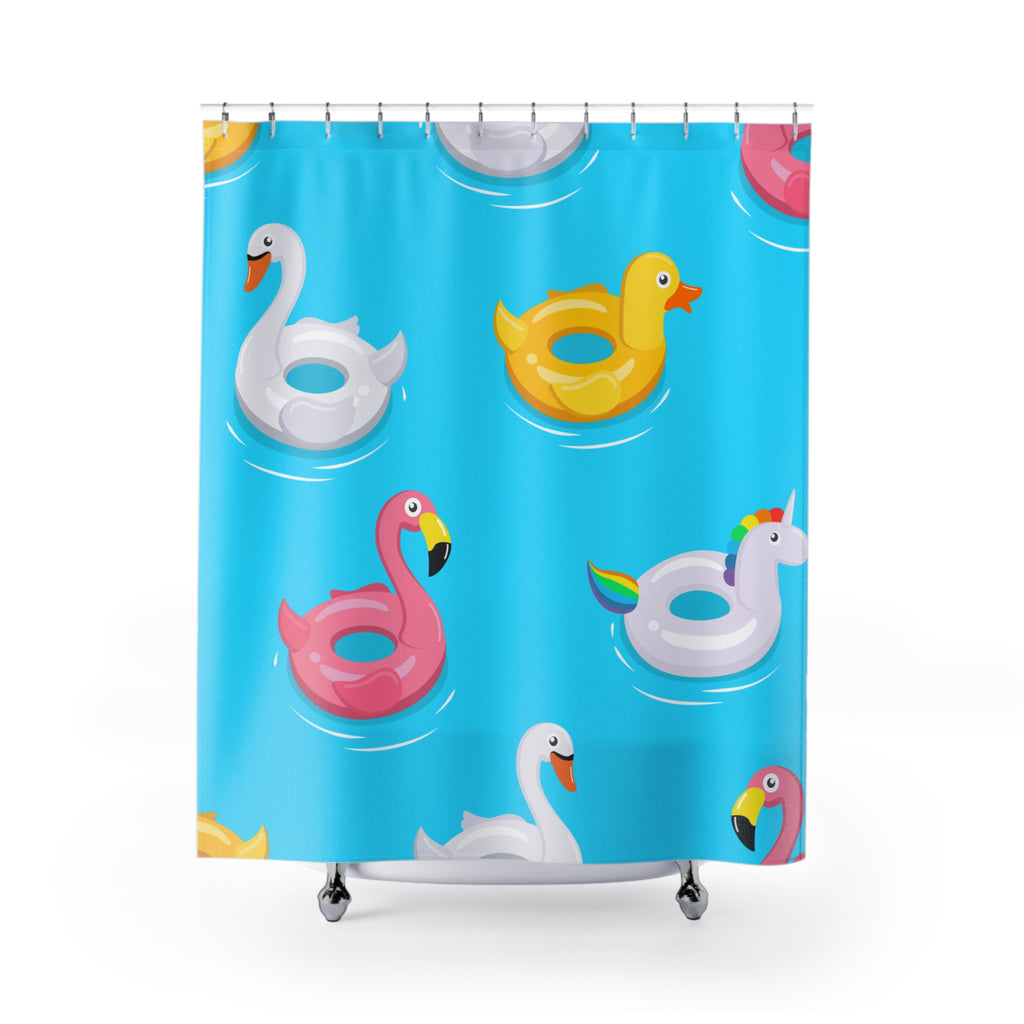Quirky Pool Floats Shower Curtain Gift: Summer Fun for Playful Homes