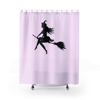 Elegant Witch on Broomstick Silhouette Shower Curtain Gift: Whimsical Magic for Enchanted Homes