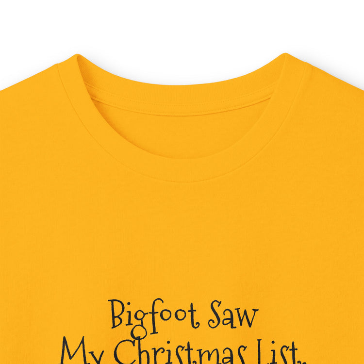 Bigfoot Christmas List long sleeve tee in dark-chocolate – original NewGiftDay design