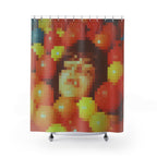 Pixel Art Ball Pit Woman Shower Curtain Gift: Retro Joy for Maximalist Homes