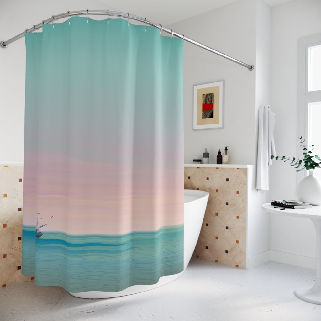 Abstract Sunset Sail Shower Curtain Gift: Coastal Calm for Serene Spaces