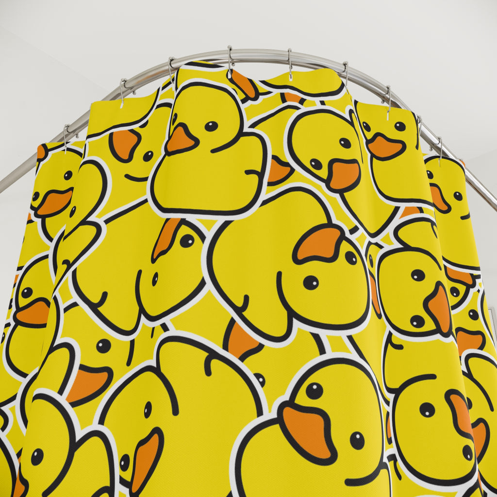 Rubber Ducky Chaos Pattern Shower Curtain Gift: Nostalgic Fun for Playful Homes