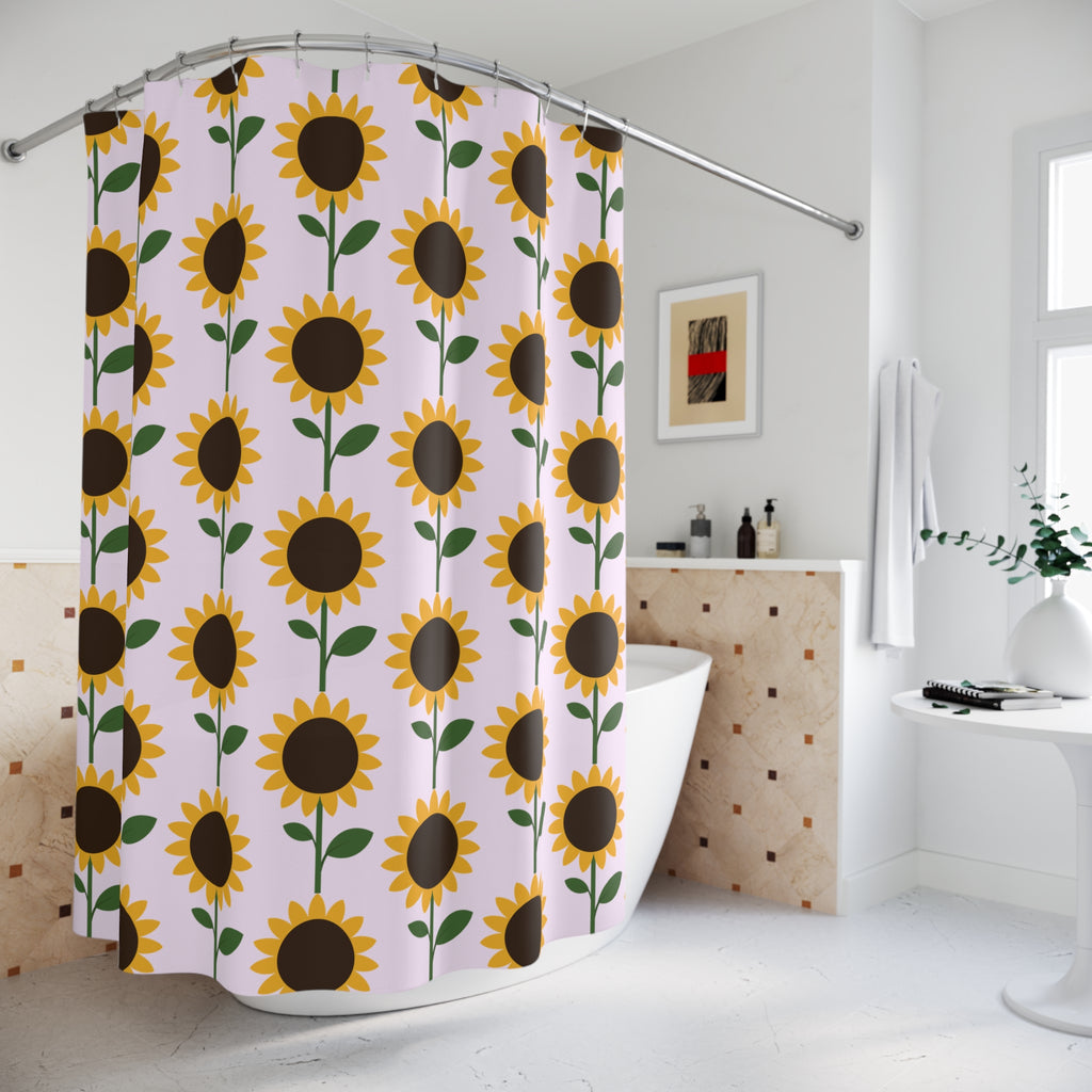Stylized Sunflower Pattern Shower Curtain Gift: Sunny Blooms for Whimsical Homes