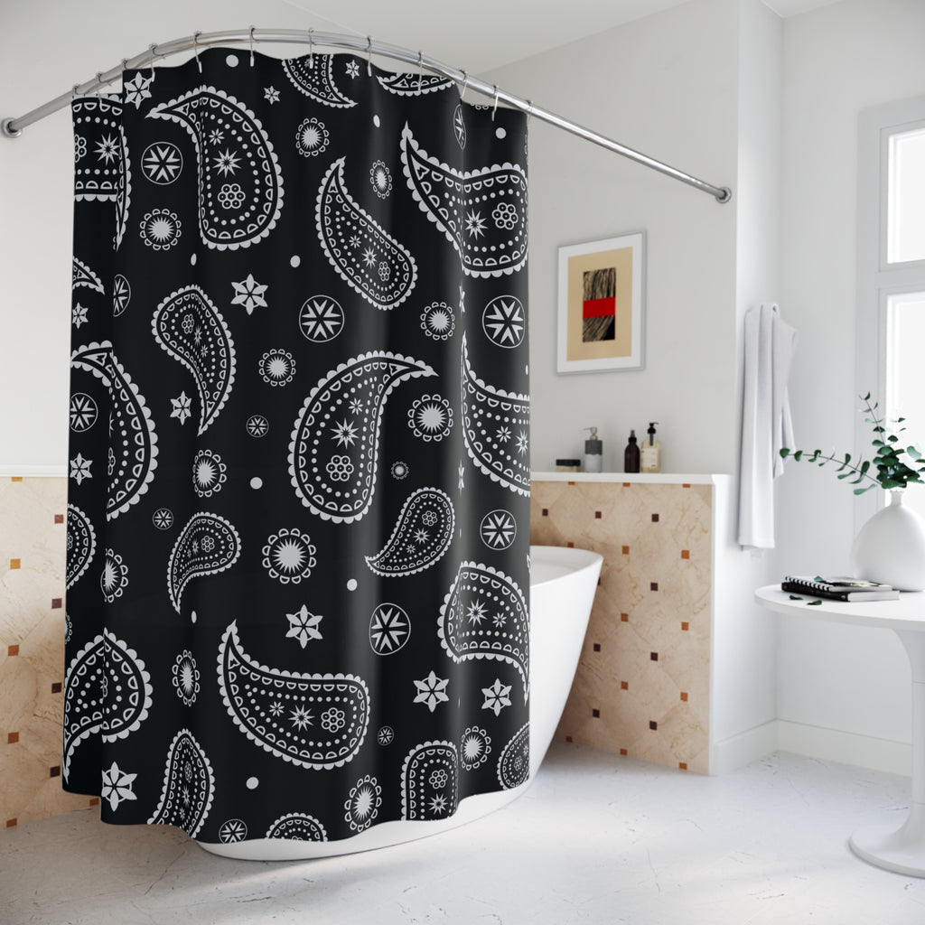 Classic Black & White Paisley Shower Curtain Gift: Timeless Boho Chic for Edgy Homes