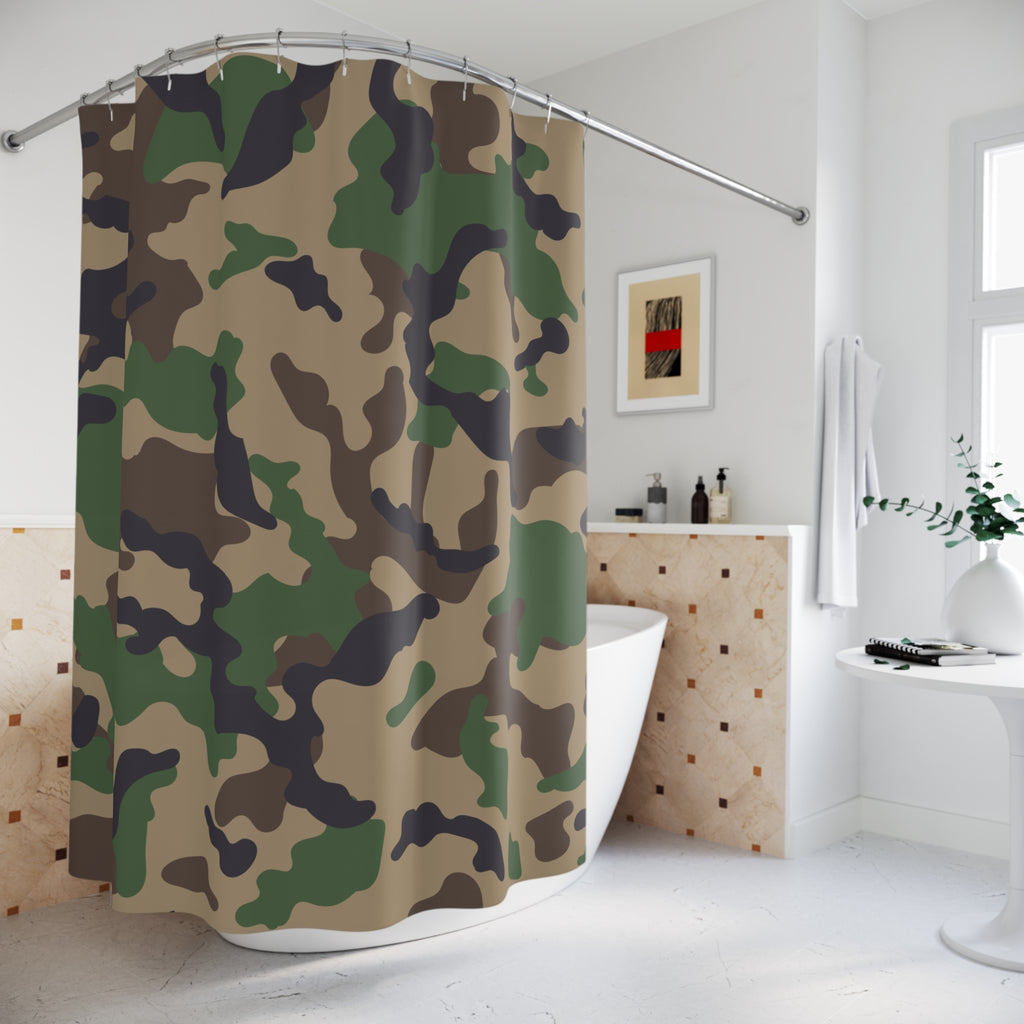 Classic Woodland Camo Shower Curtain: Gift for a Rugged, Timeless Look