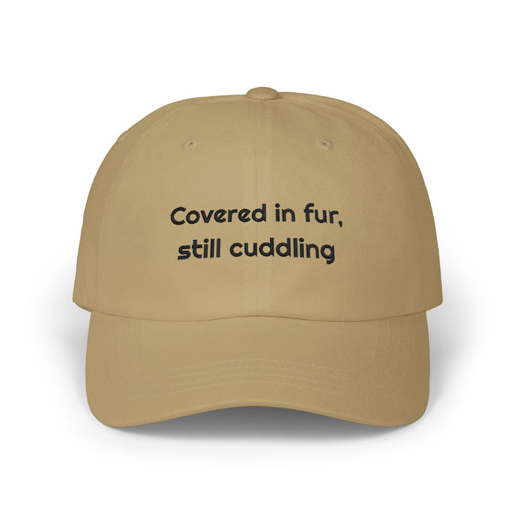 Covered in fur still cuddling Printed Dad for Pet Errands hat in khaki – original NewGiftDay design