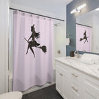 Elegant Witch on Broomstick Silhouette Shower Curtain Gift: Whimsical Magic for Enchanted Homes