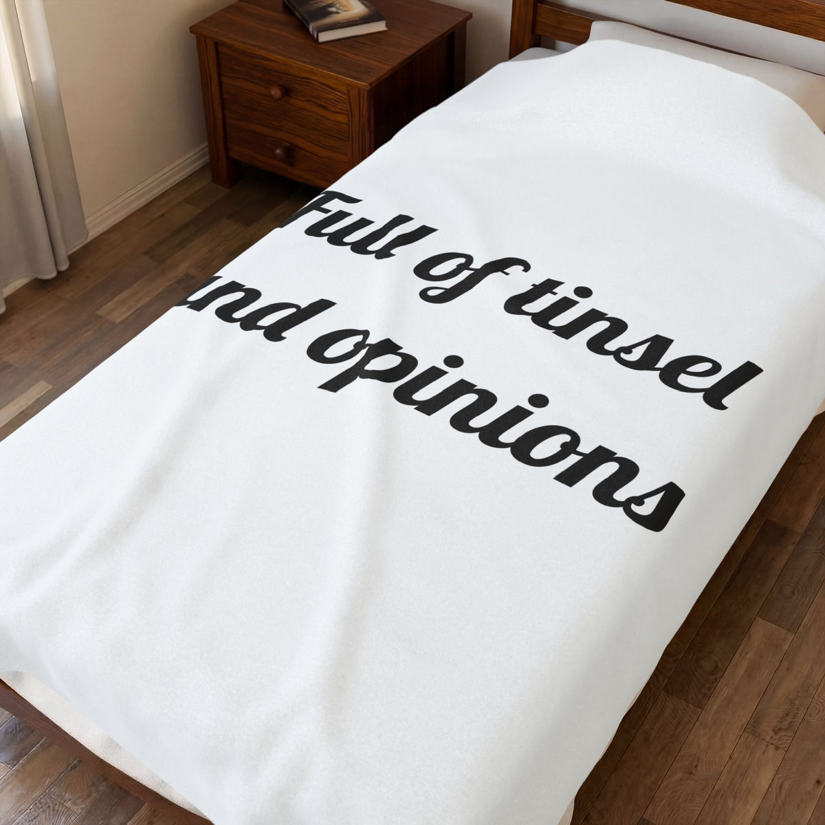 Full of tinsel and opinions Velveteen Plush Throw for Cozy Nights blanket – original NewGiftDay design, view 3