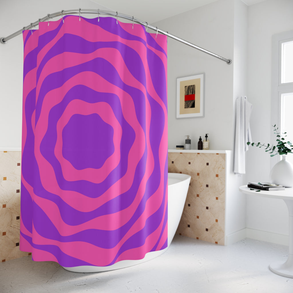 Op Art Wavy Swirl Shower Curtain Gift: Hypnotic Retro for Psychedelic Homes