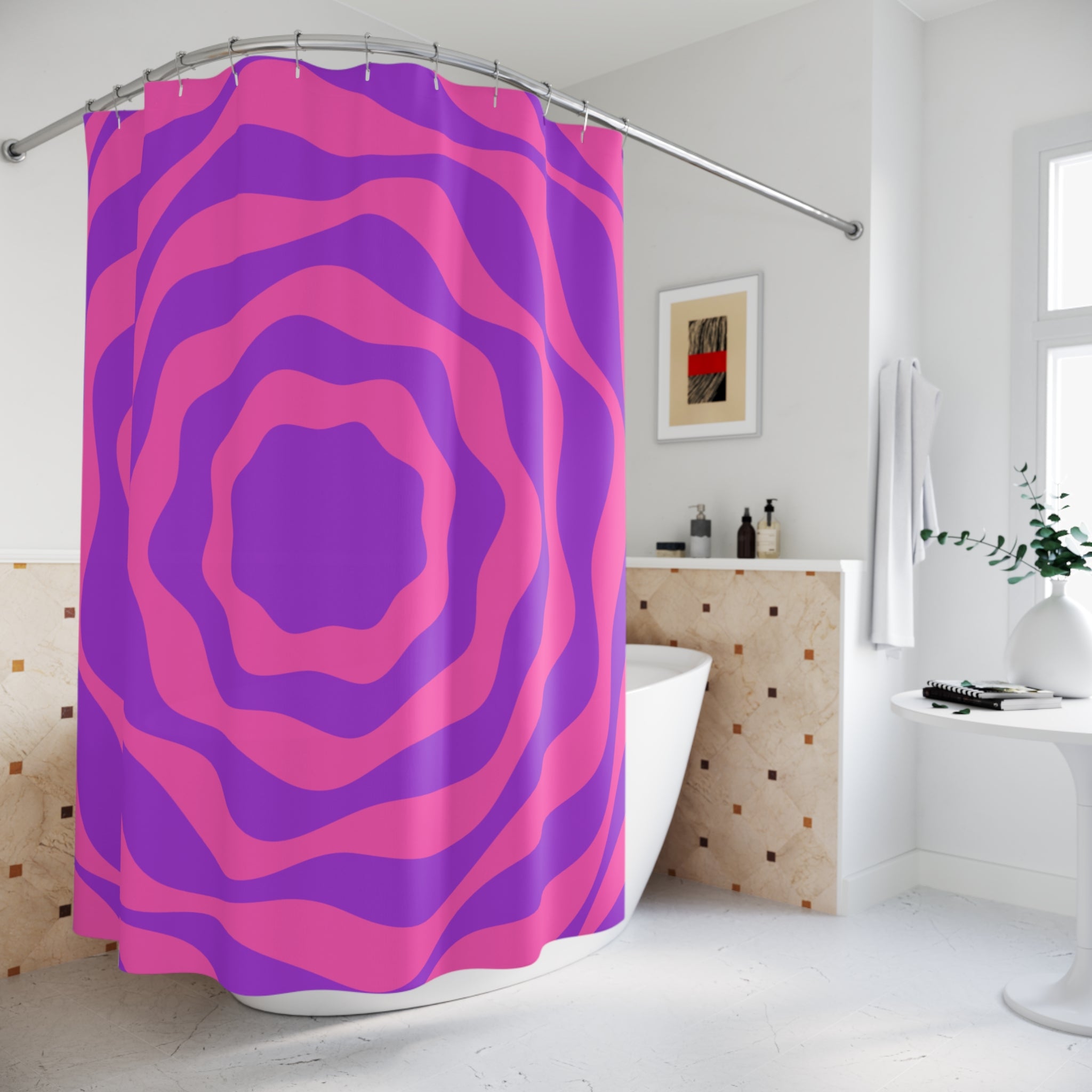 Op Art Wavy Swirl Shower Curtain Gift: Hypnotic Retro for Psychedelic Homes