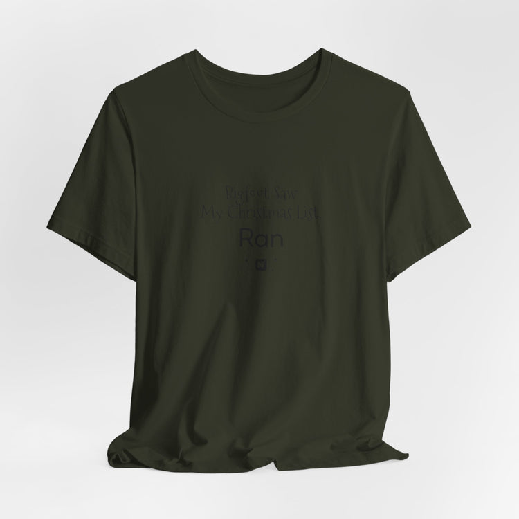 Bigfoot Christmas List T-shirt in heather-sea-green – original NewGiftDay design