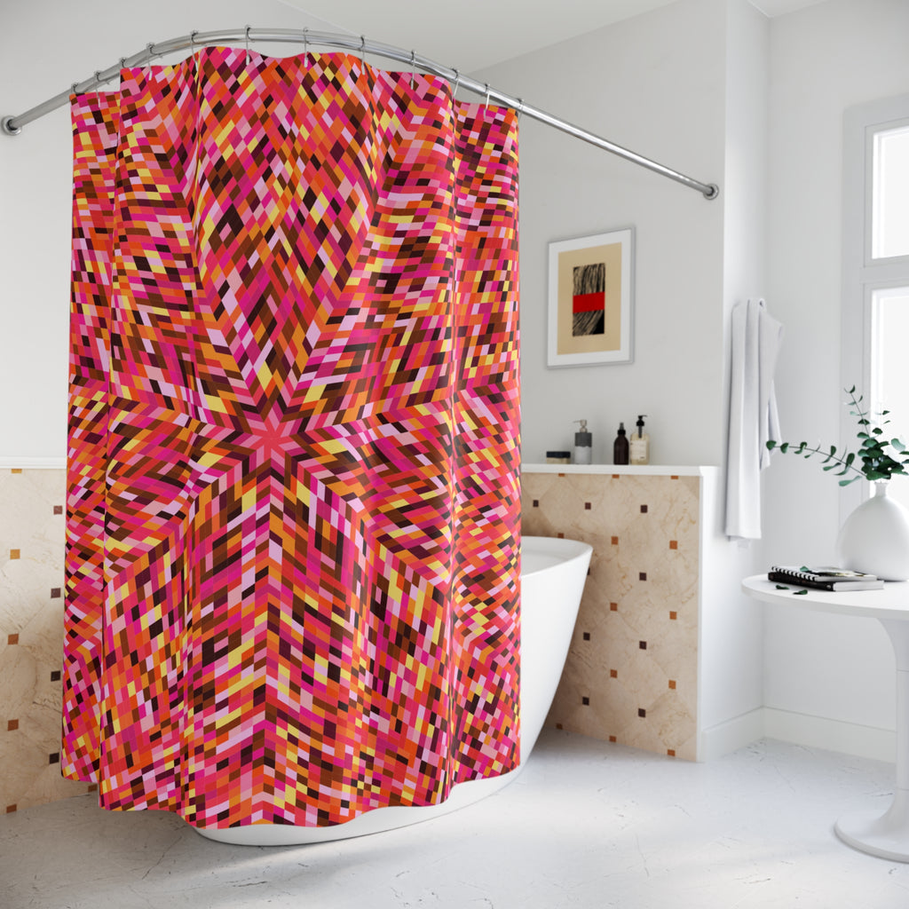 Kaleidoscopic Starburst Mosaic Shower Curtain Gift: Dazzling Art for Energetic Homes