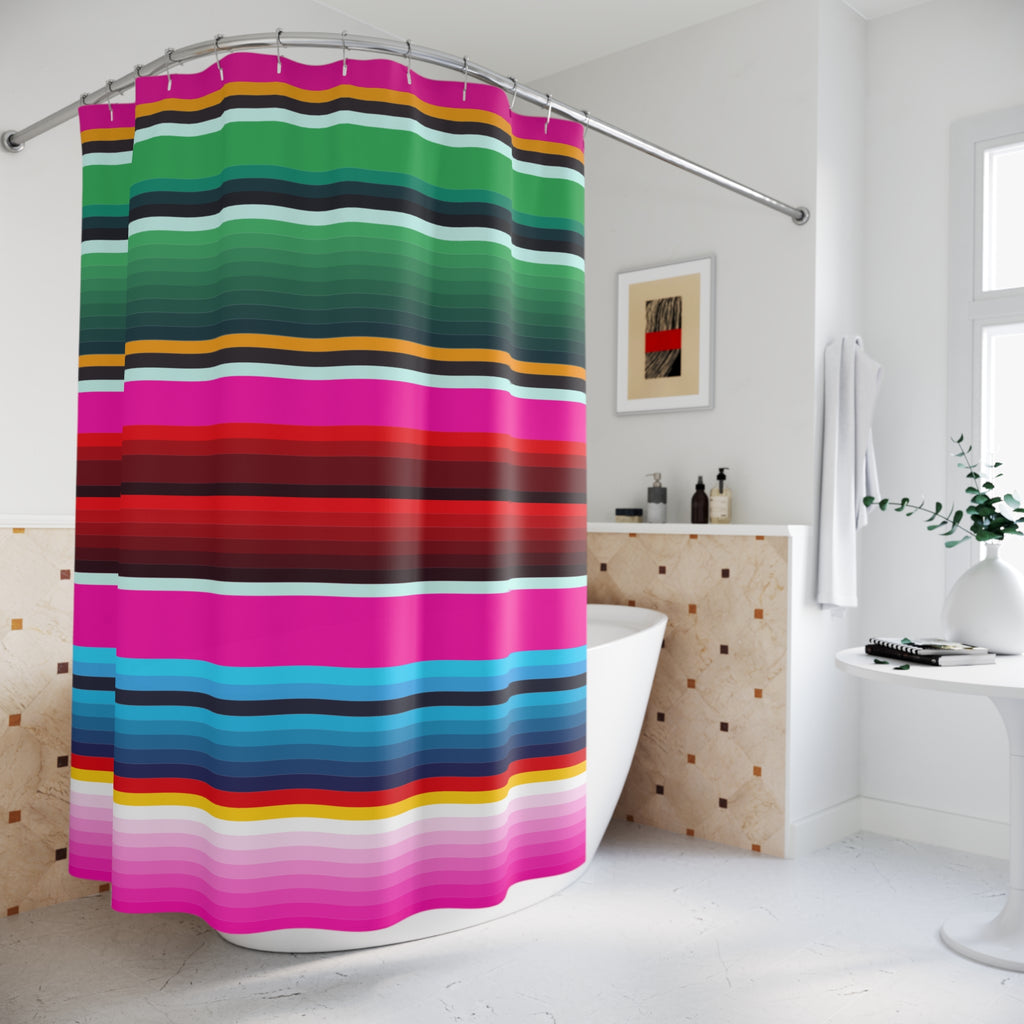 Serape Stripe Maximalist Shower Curtain Gift: Vibrant Culture for Bold Upgrades