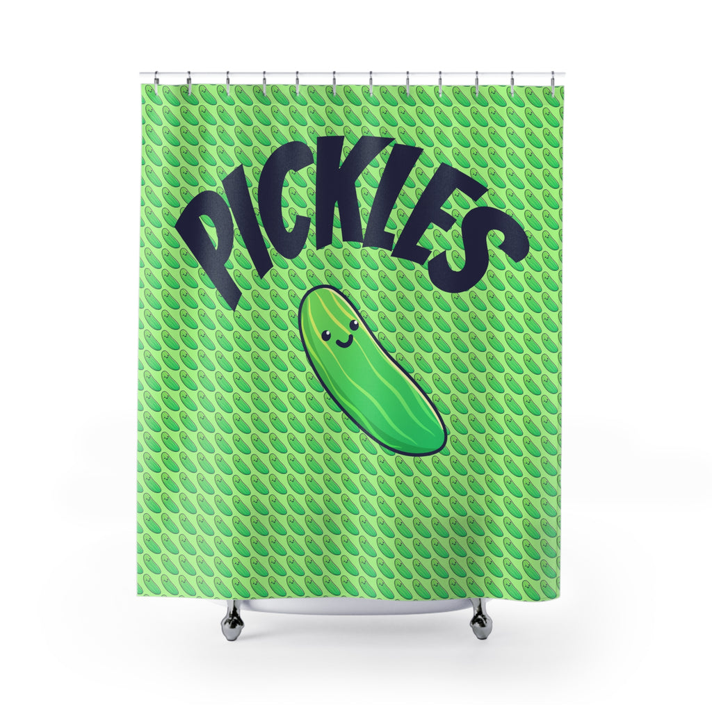 "Pickles" Cartoon Graphic Shower Curtain Gift: Playful Foodie Fun for Enthusiastic Homes