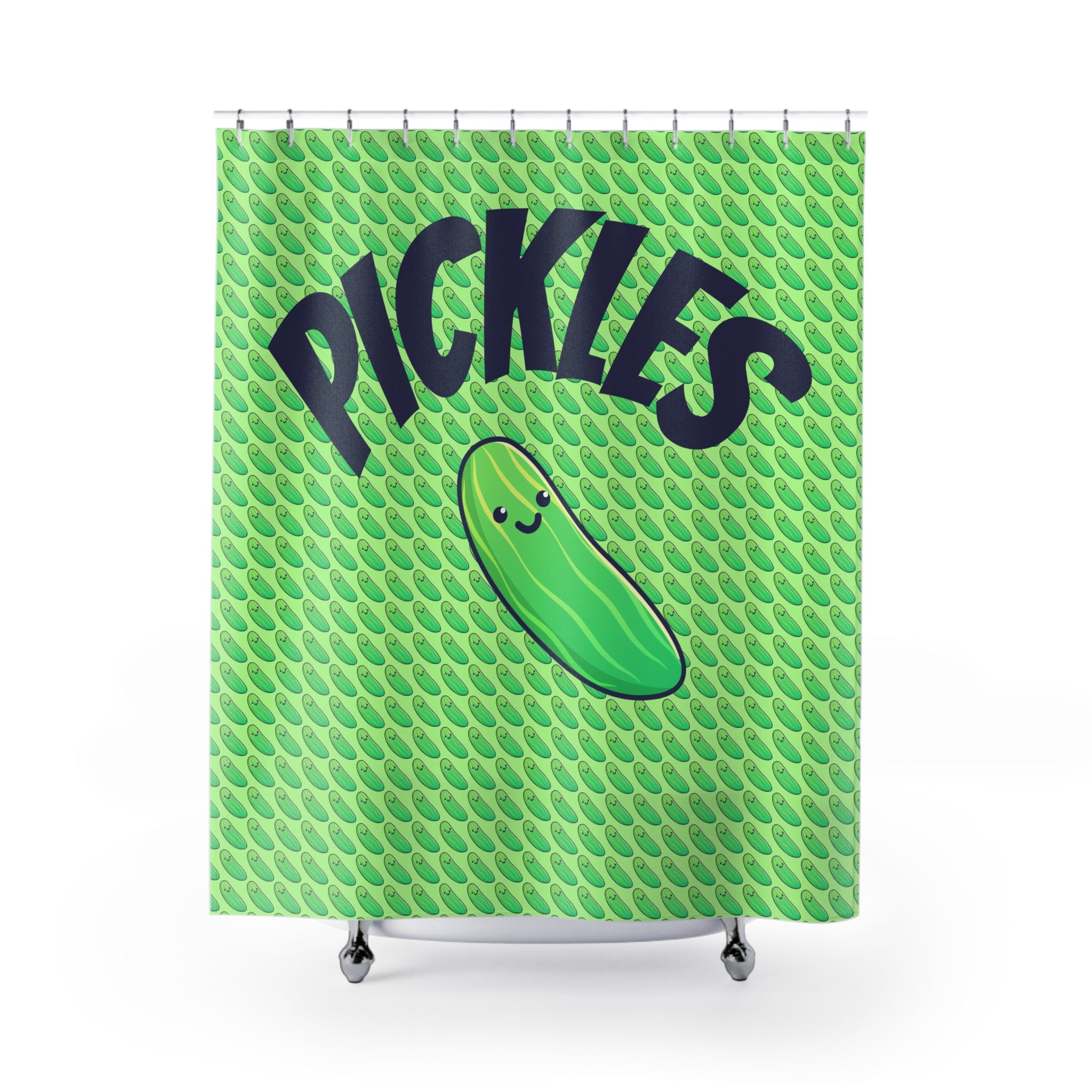 "Pickles" Cartoon Graphic Shower Curtain Gift: Playful Foodie Fun for Enthusiastic Homes