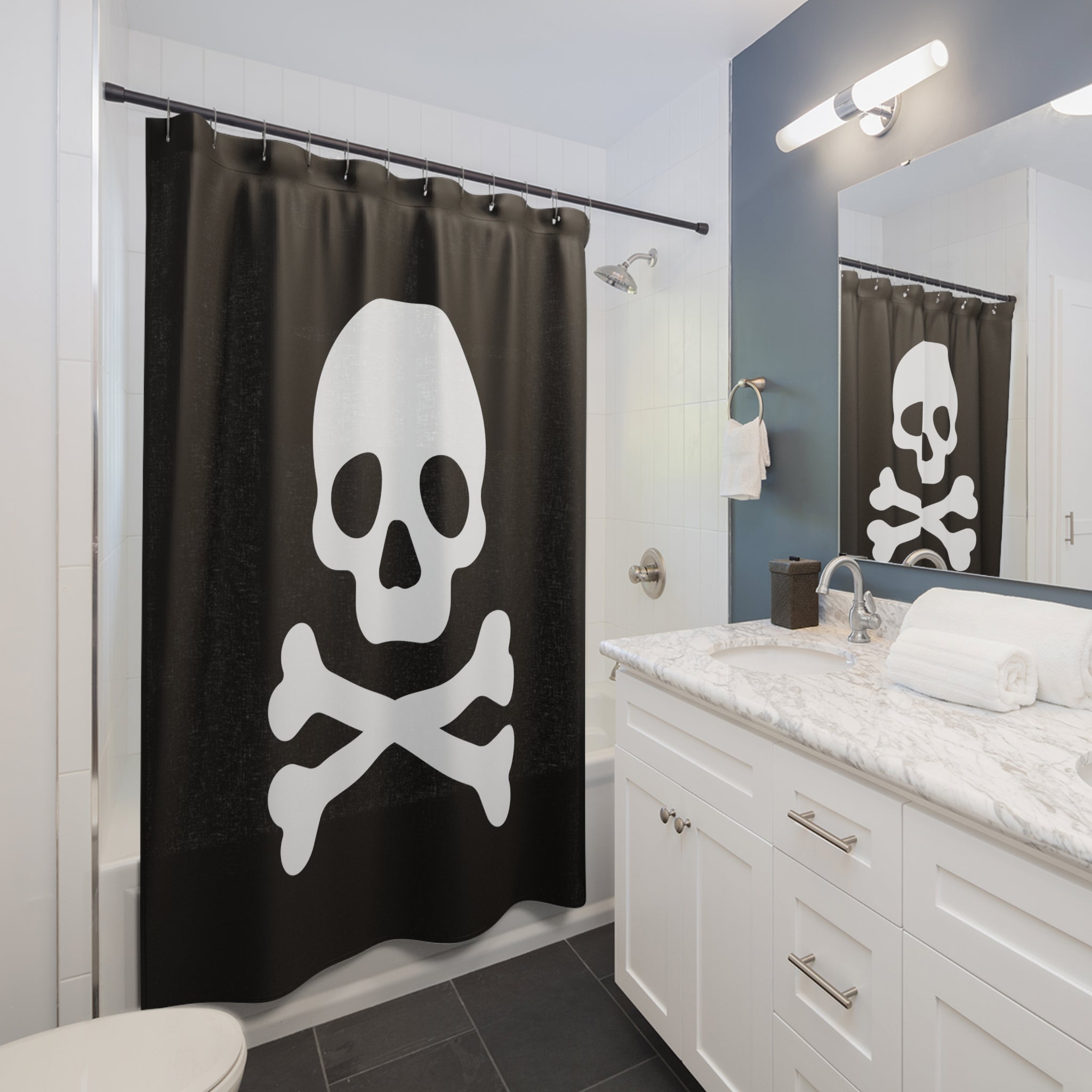 Classic Jolly Roger Skull & Crossbones Shower Curtain Gift: Pirate Flair for Adventurous Homes