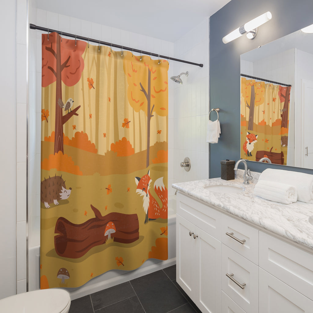 Whimsical Autumn Woodland Friends Shower Curtain Gift: Charming Fall for Animal Lovers