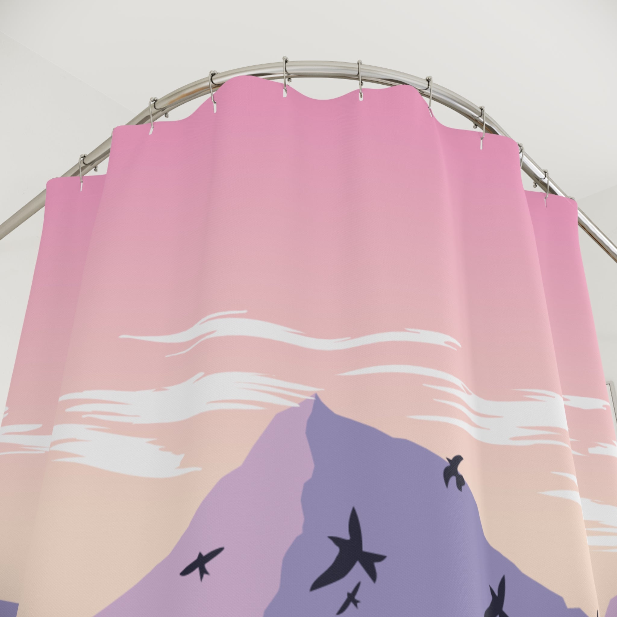 Monochromatic Mountain Forest Shower Curtain Gift: Serene Escape for Nature Lovers