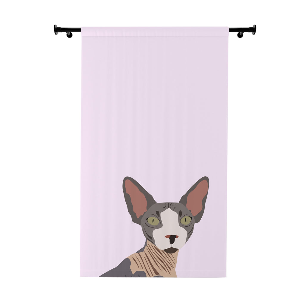 A Sphynx is Bold AF on Soft Pink Blackout Window Curtain