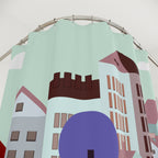 Pastel Cityscape Art Shower Curtain Gift: Minimalist Urban Charm for Tranquil Homes