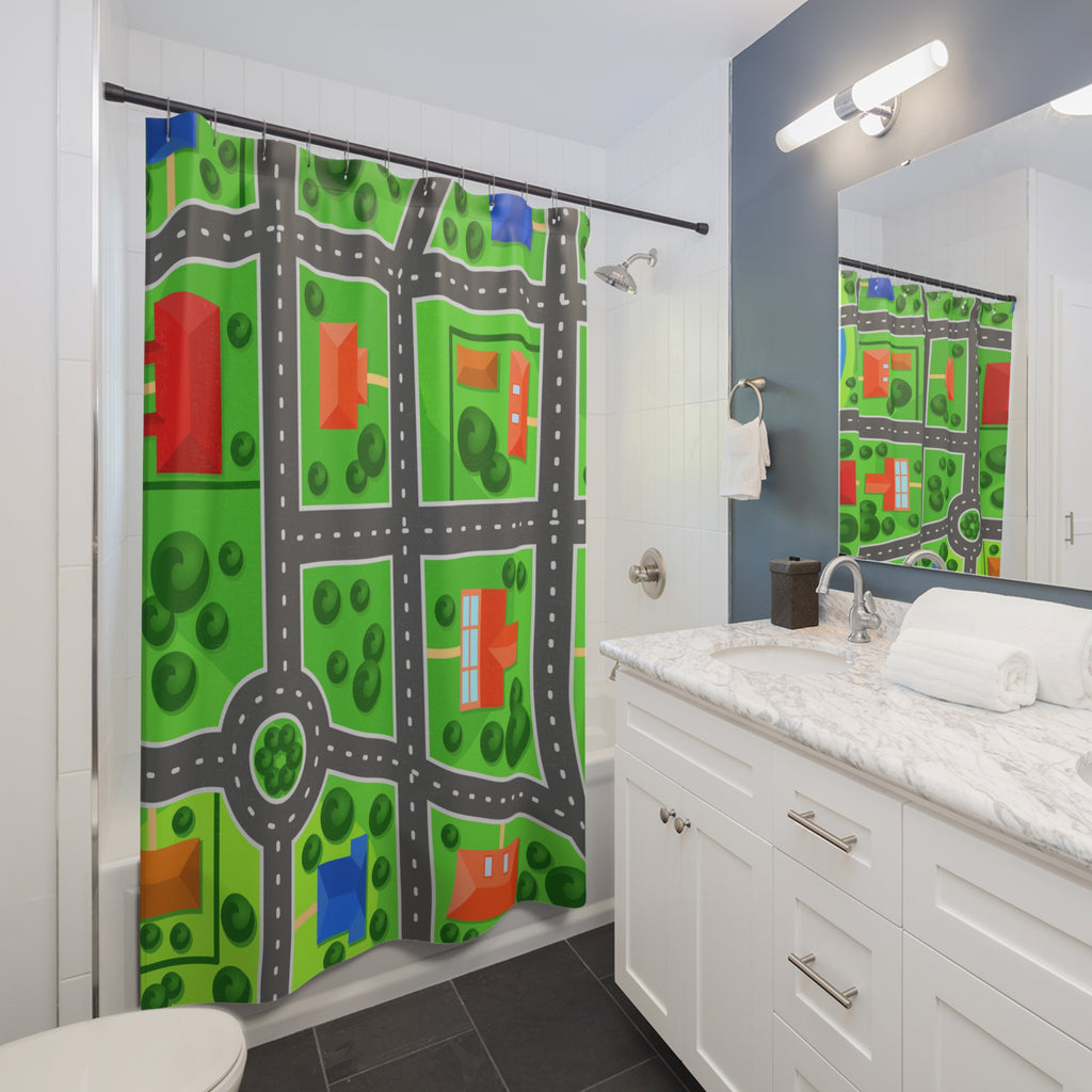 Neighborhood Map Shower Curtain Gift: Playful Adventure for Traveler Homes