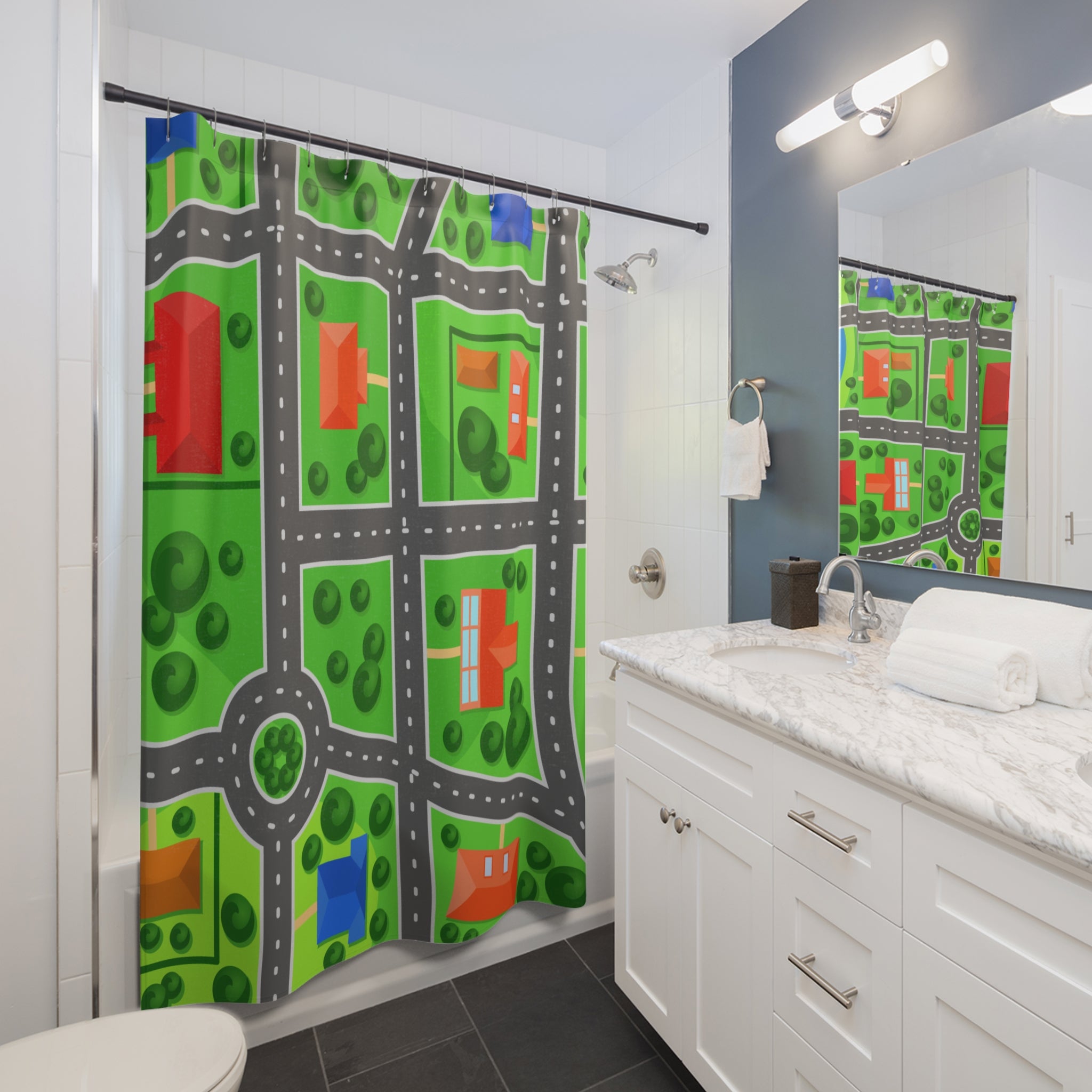 Neighborhood Map Shower Curtain Gift: Playful Adventure for Traveler Homes