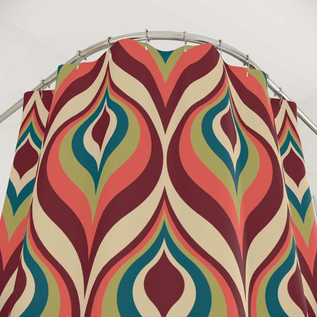 Mid-Century Ogee Pattern Shower Curtain Gift: Retro Elegance for Vintage Homes