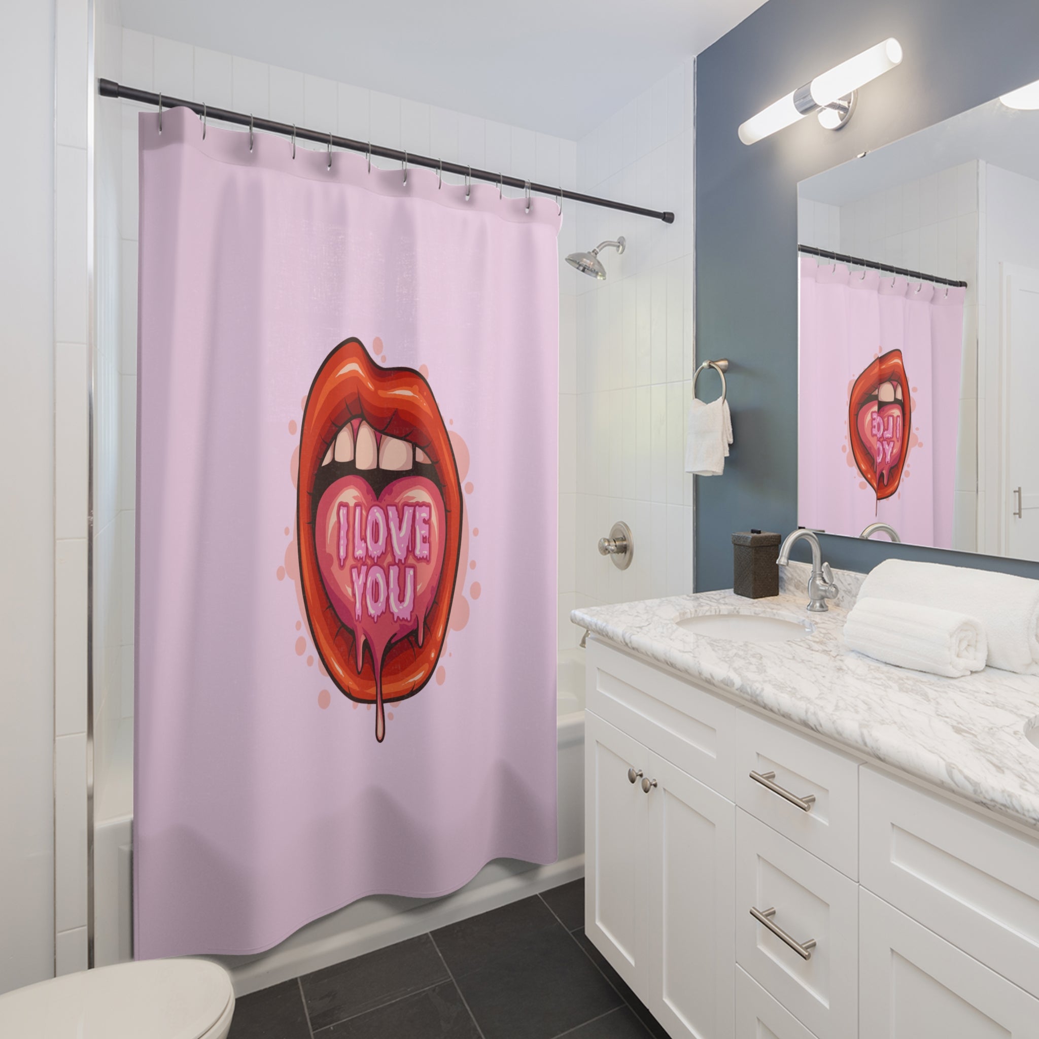 "I Love You" Melting Heart Lips Shower Curtain Gift: Edgy Romance for Expressive Homes