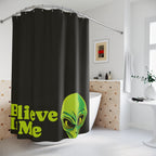 "Believe In Me" Alien Shower Curtain Gift: Quirky Sci-Fi Art for Cosmic Homes