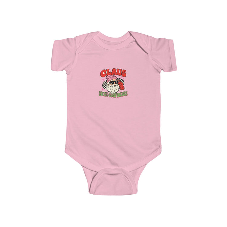 Claus With Confidence baby bodysuit in pink – original NewGiftDay design