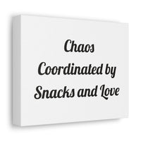 Chaos Coordinated by Snacks and Love Stretched Wall Art for Family Kitchens canvas – original NewGiftDay design, view 2