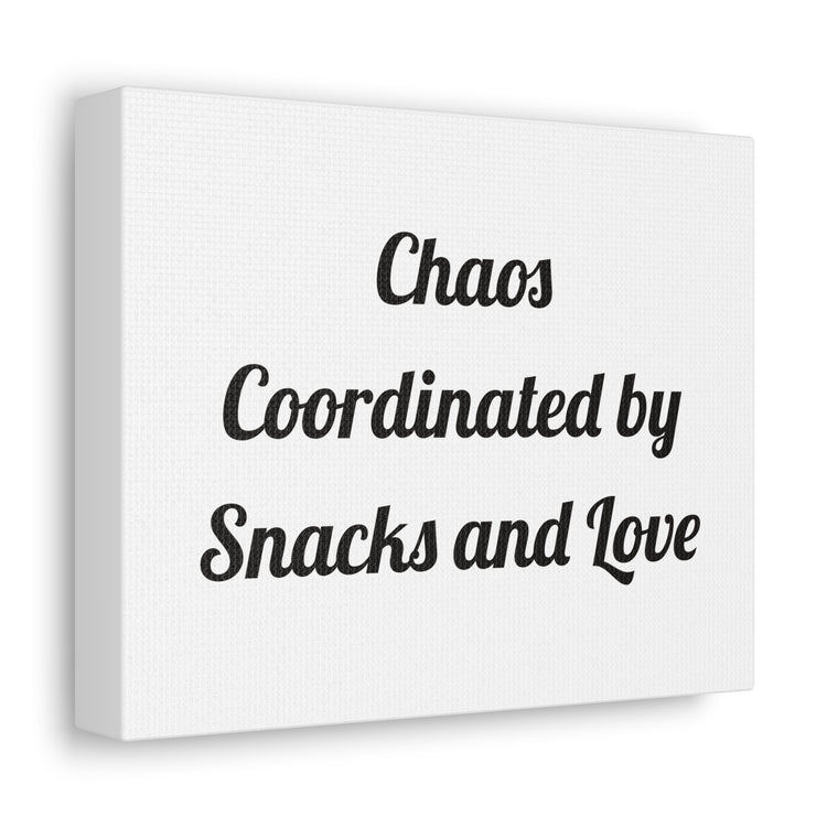 Chaos Coordinated by Snacks and Love Stretched Wall Art for Family Kitchens canvas – original NewGiftDay design, view 2