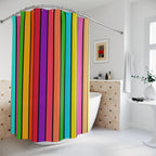 Bold Rainbow Stripe Shower Curtain Gift: Maximalist Pop Art for Vibrant Homes