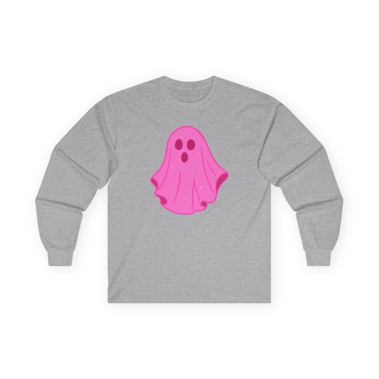 Pink Ghost Parade long sleeve tee in sport-grey – original NewGiftDay design