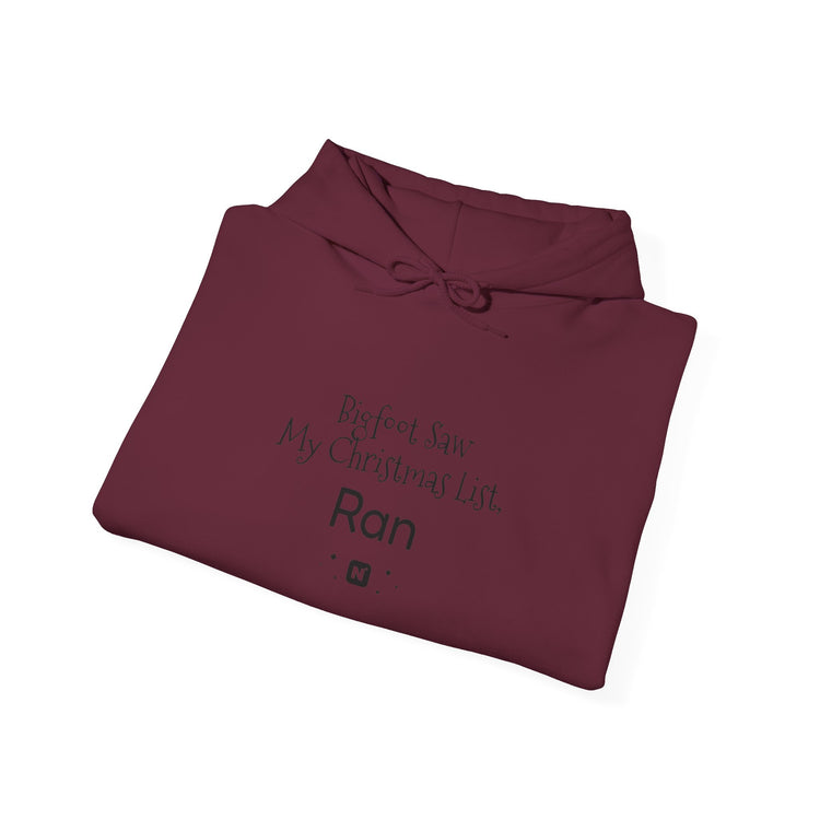 Bigfoot Christmas List™ Hooded sweatshirt in maroon – original NewGiftDay design