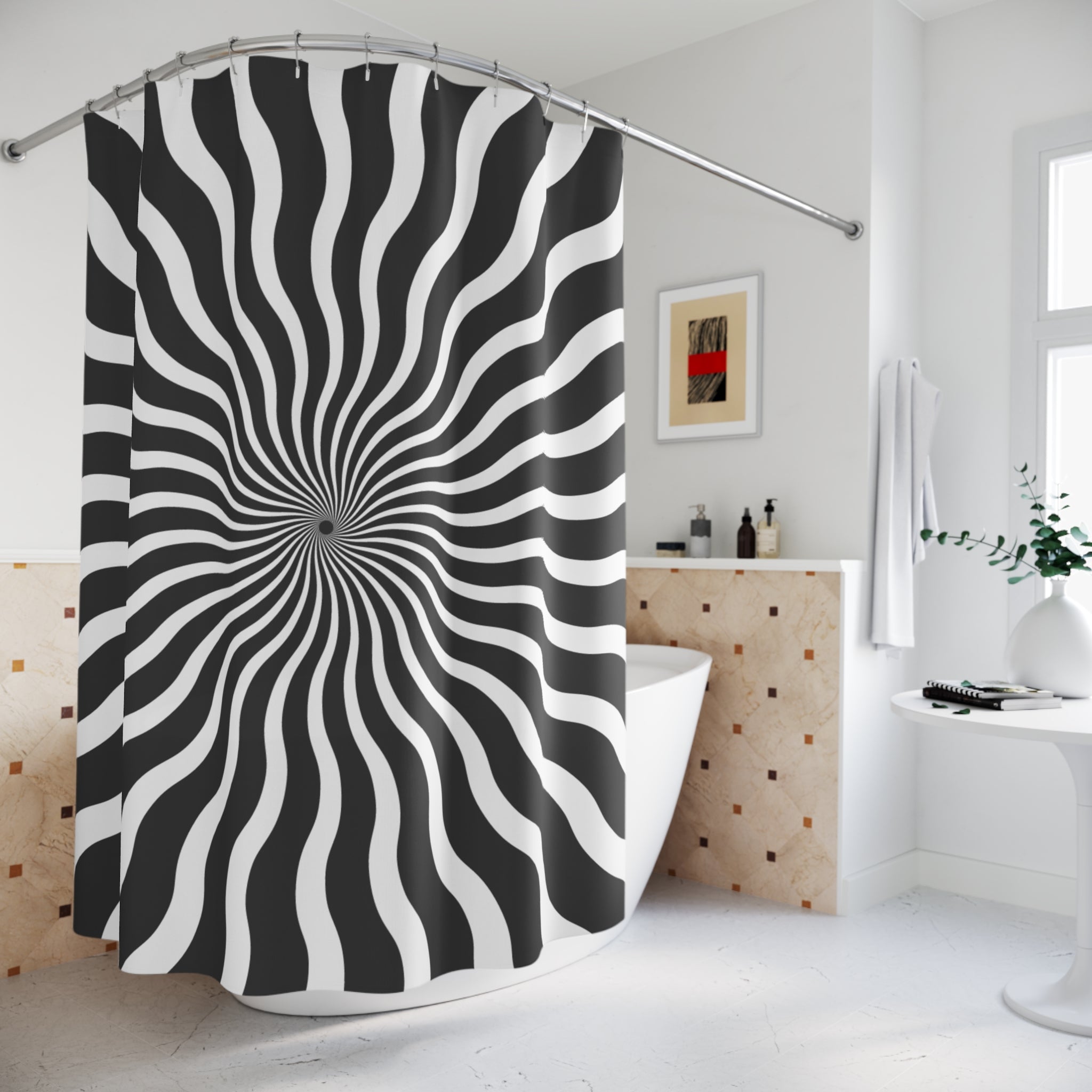 Hypnotic Swirl Optical Illusion Shower Curtain Gift: Mind-Bending Art for Dynamic Homes