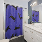 Floating Black Cats Night Sky Shower Curtain Gift: Celestial Chaos for Pet Lovers