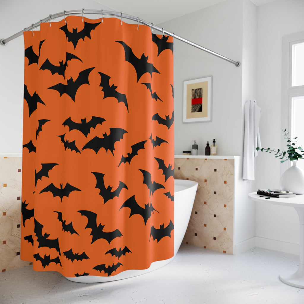 Black Bat Silhouette Shower Curtain Gift: Spooky Chic for Halloween Homes