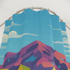 Geometric Mountain Landscape Shower Curtain Gift: Cubist Nature for Modern Homes