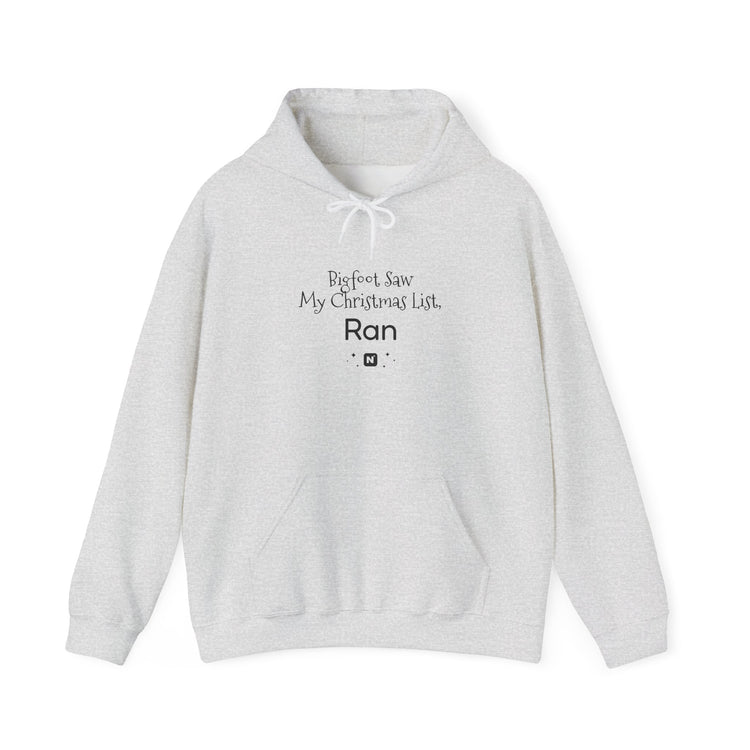 Bigfoot Christmas List™ Hooded sweatshirt in ash – original NewGiftDay design