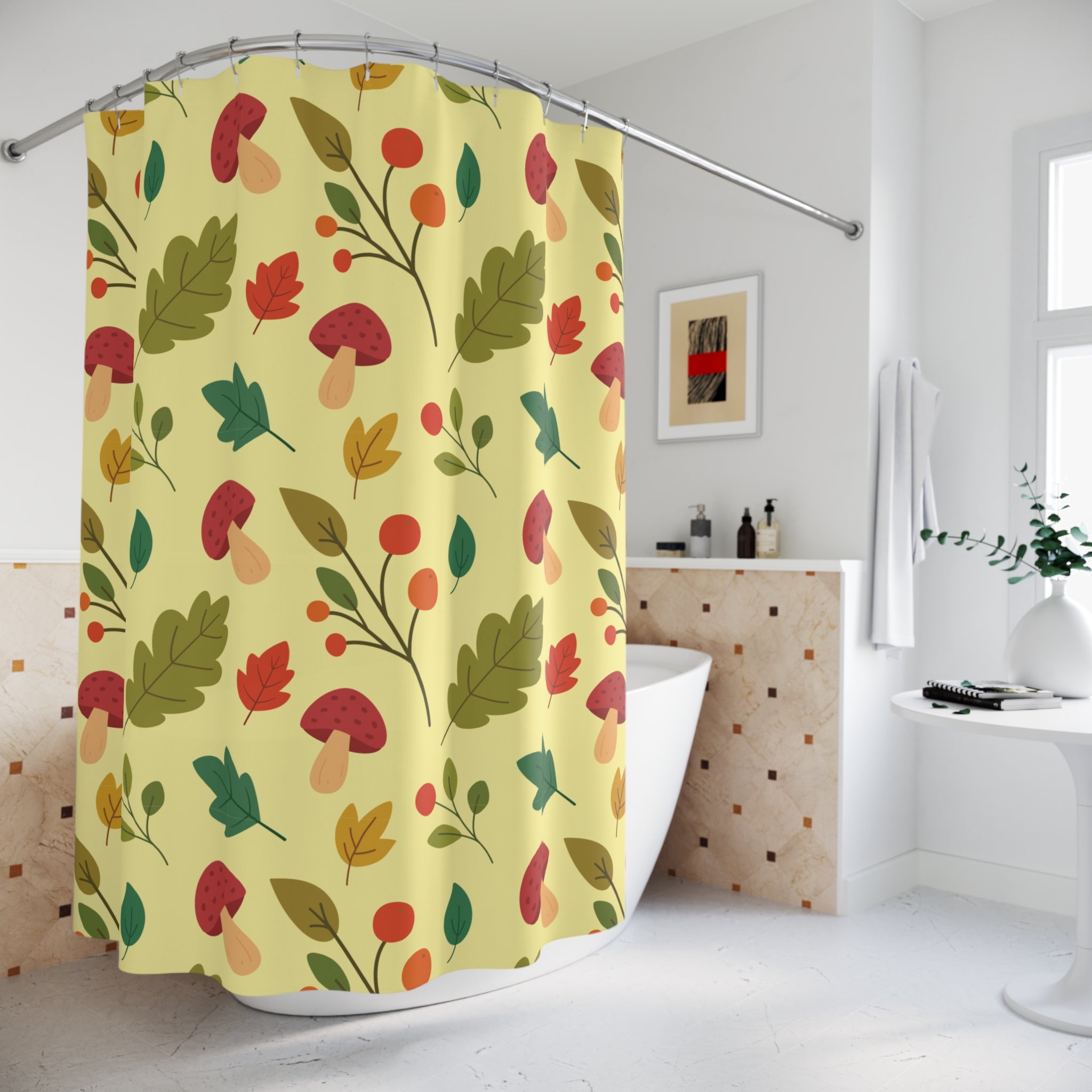 Cozy Autumn Woodland Pattern Shower Curtain Gift: Charming Fall for Nature Lovers