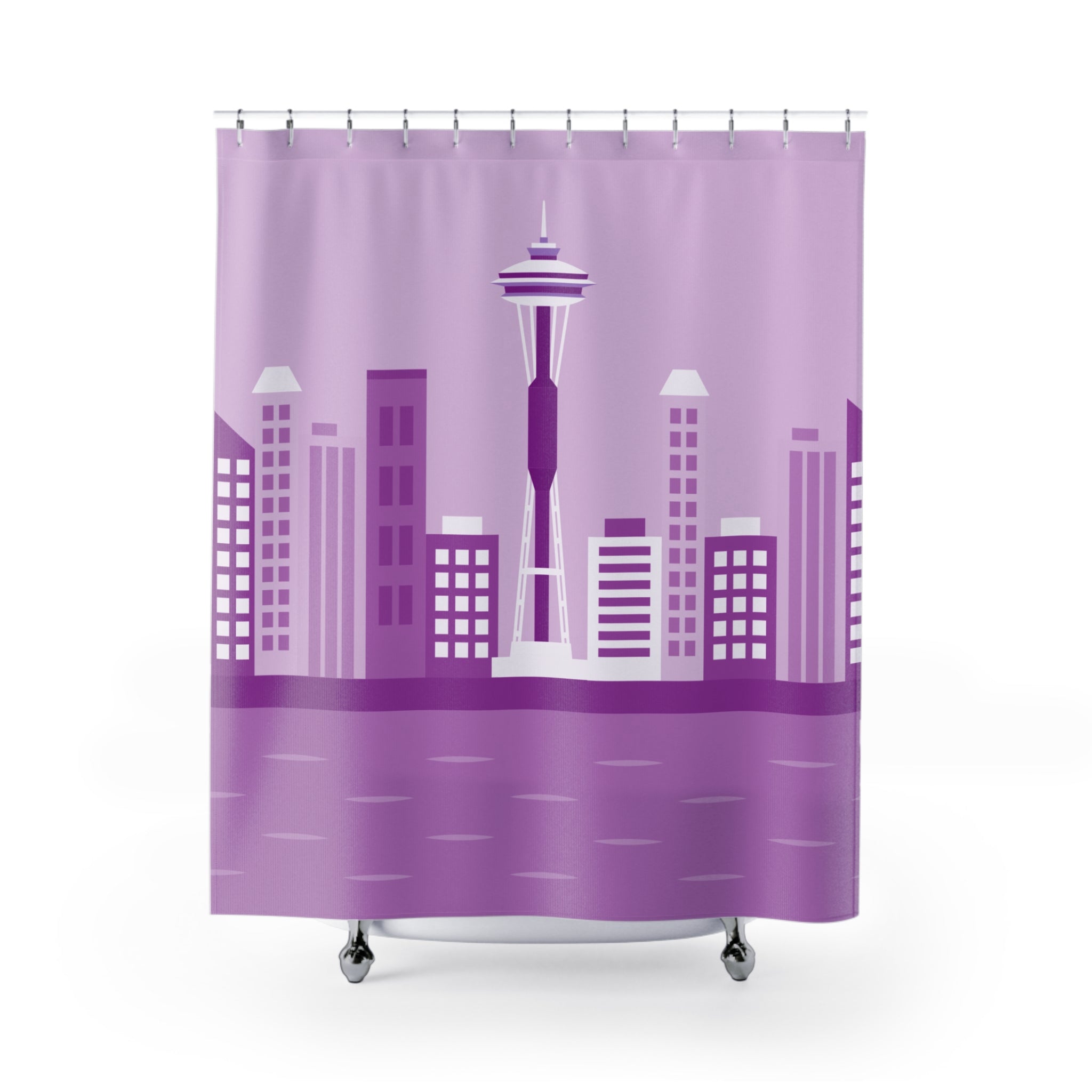 Seattle Cityscape Skyline Shower Curtain Gift: Modern Urban Art for PNW Lovers