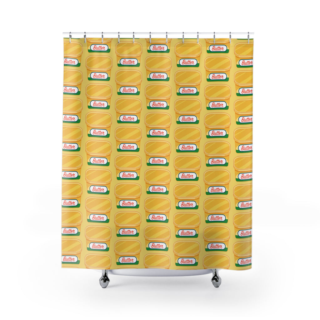 Butter Tub Pop Art Shower Curtain Gift: Golden Comfort for Foodie Homes