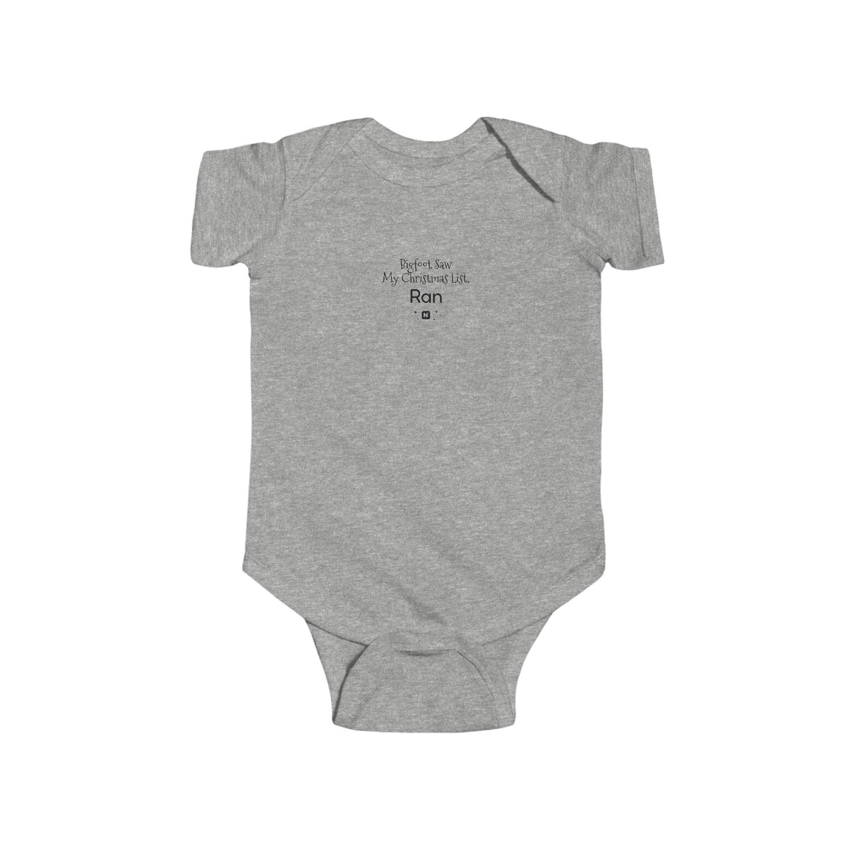 Bigfoot Christmas List baby bodysuit – original NewGiftDay design, view 3