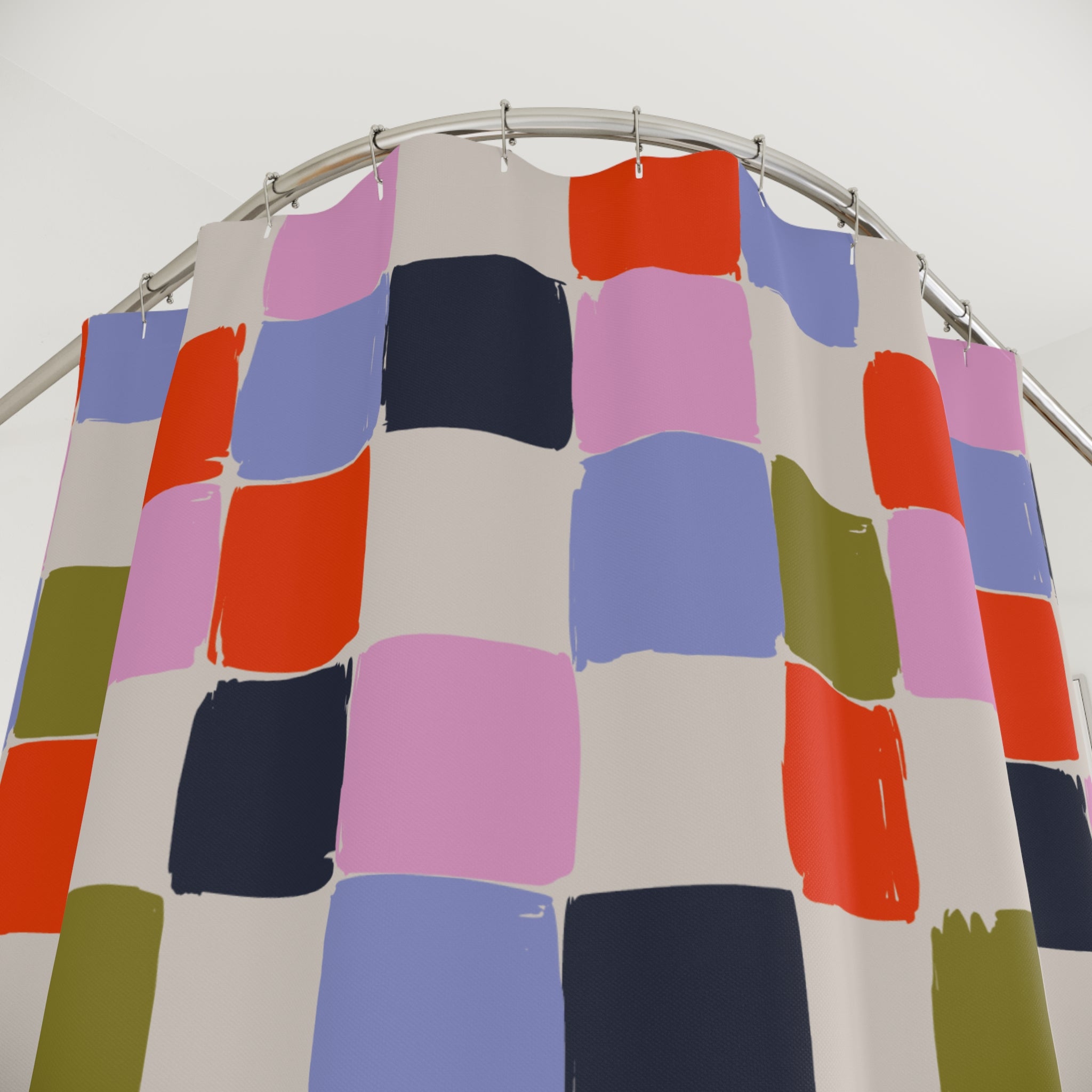 Abstract Brushstroke Plaid Shower Curtain Gift: Artistic Flair for Eclectic Homes