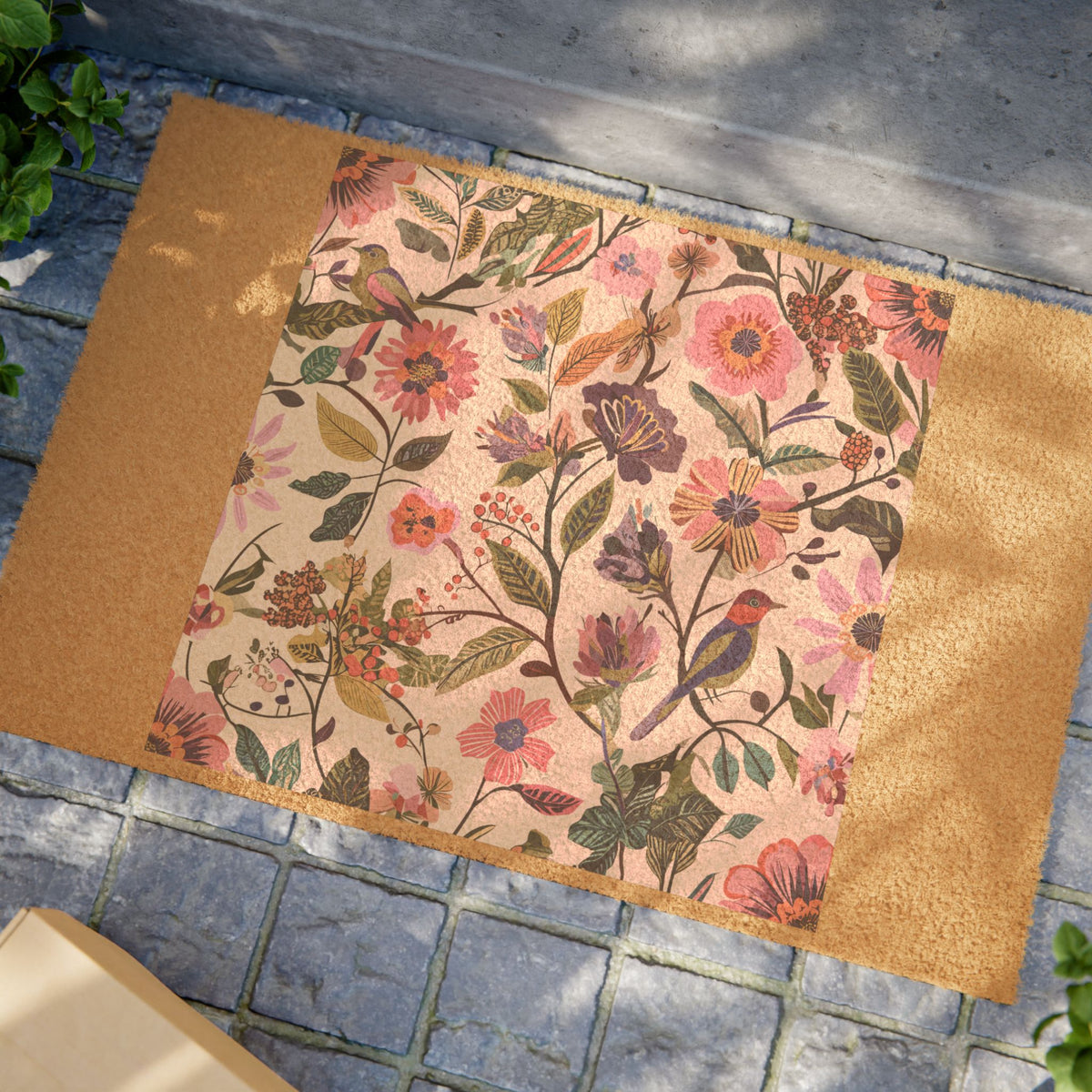 Blush Bird Garden Printed for Welcoming Floral Doorsteps doormat – original NewGiftDay design, view 4