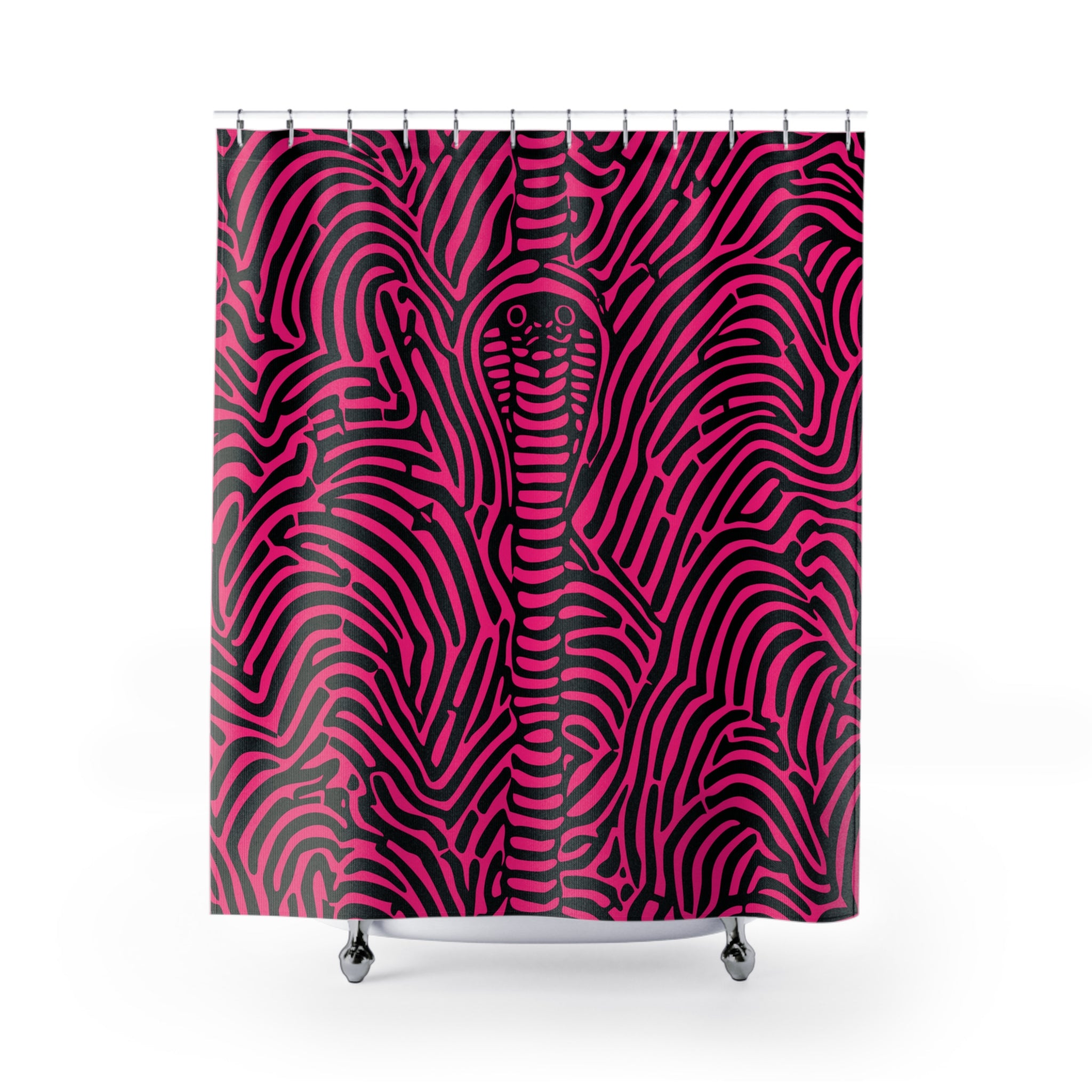 Hypnotic Cobra Maze Pink Shower Curtain Gift: Psychedelic Intrigue for Modern Homes
